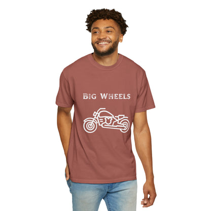 Big Wheels White Unisex Garment-Dyed T-shirt