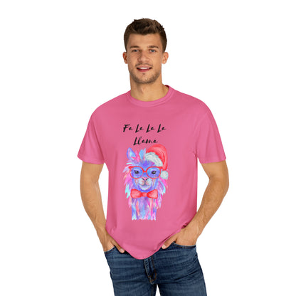 Fa La La La Llama Unisex Garment-Dyed T-shirt