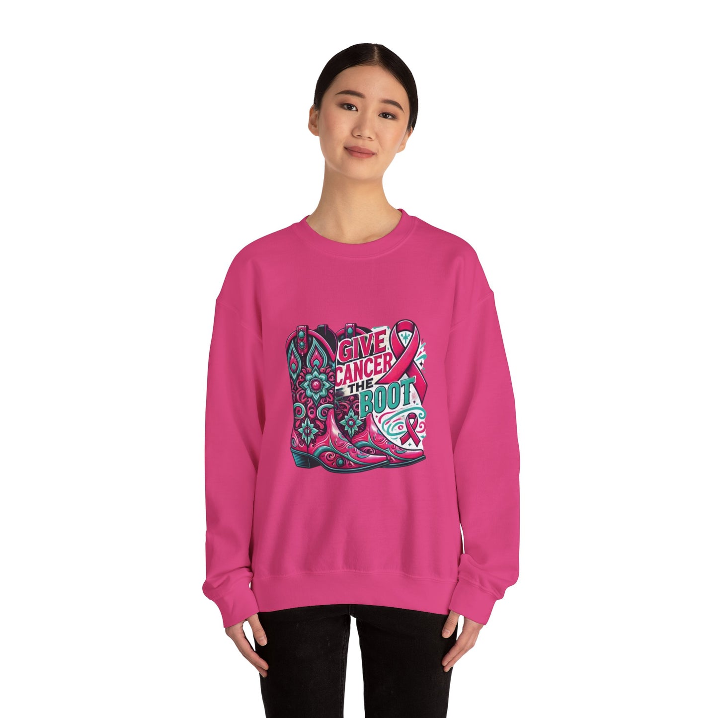 Give Cancer the Boot Crewneck Sweatshirt-