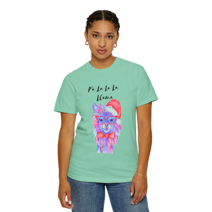 Fa La La La Llama Unisex Garment-Dyed T-shirt