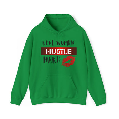 Real Women Hustle Hard Unisex Heavy Blend™ Hooded Sweatshirt