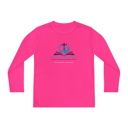 FOLM:  Members shirt - back John 4:14 -Youth Long Sleeve Tee