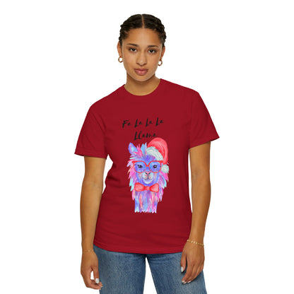 Fa La La La Llama Unisex Garment-Dyed T-shirt