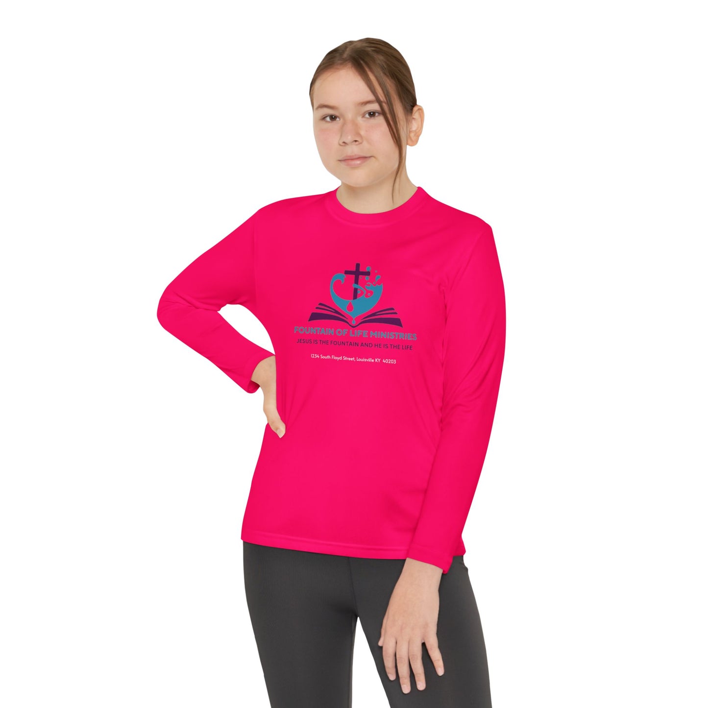 FOLM:  Members shirt - back John 4:14 -Youth Long Sleeve Tee
