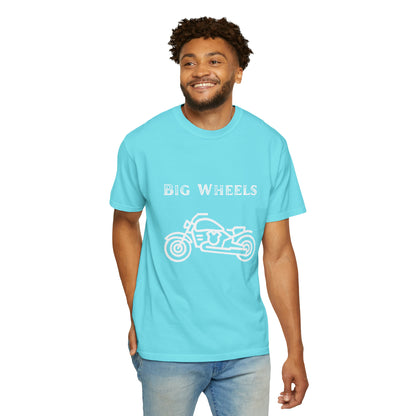 Big Wheels White Unisex Garment-Dyed T-shirt