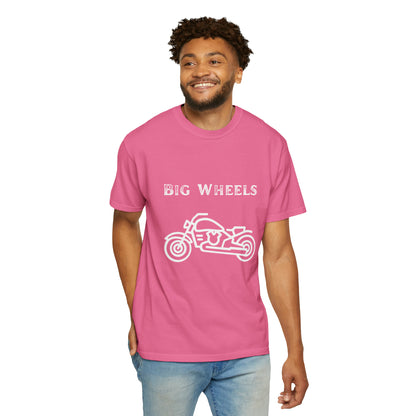 Big Wheels White Unisex Garment-Dyed T-shirt