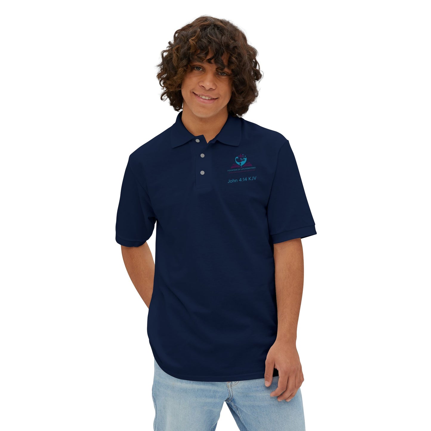 FOLM: Church-John 4:14 Men's Piqué Polo