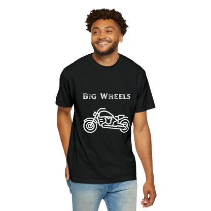 Big Wheels White Unisex Garment-Dyed T-shirt