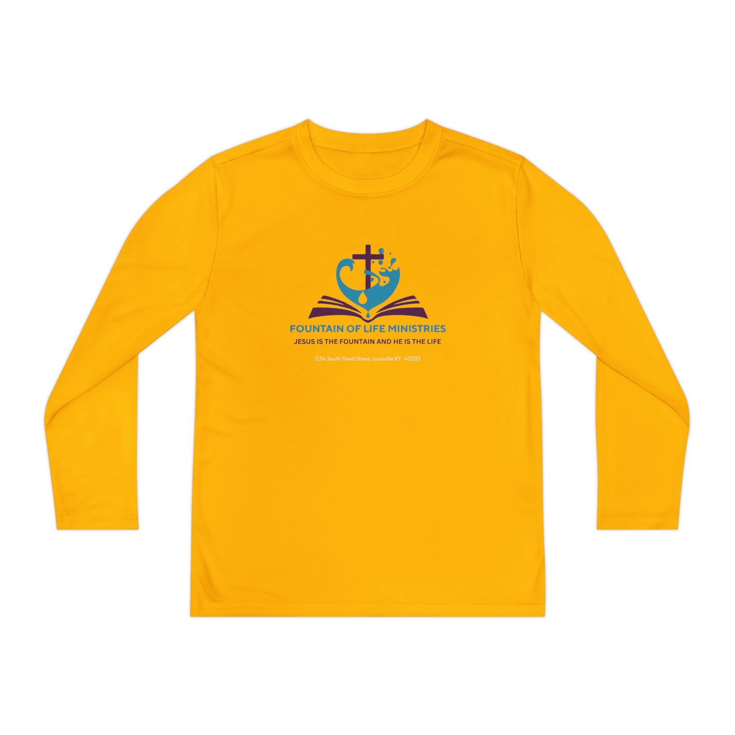 FOLM:  Members shirt - back John 4:14 -Youth Long Sleeve Tee