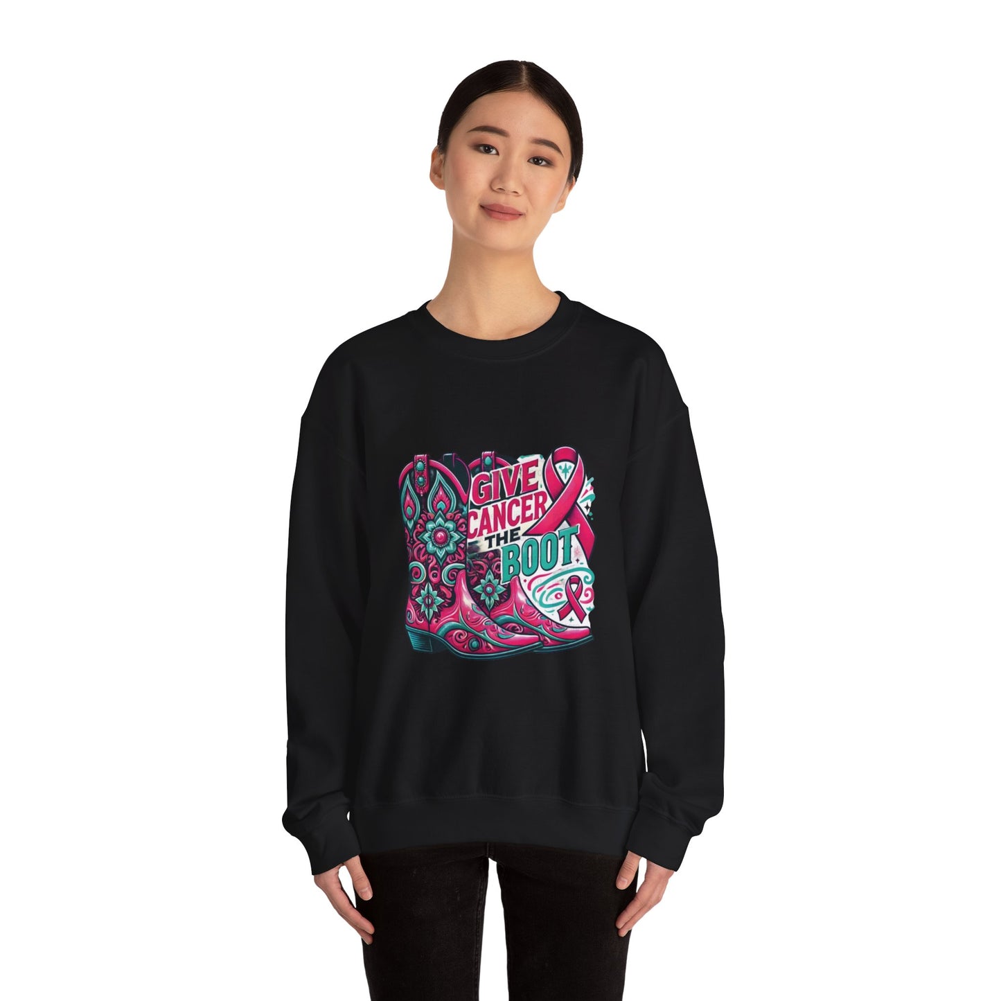 Give Cancer the Boot Crewneck Sweatshirt-