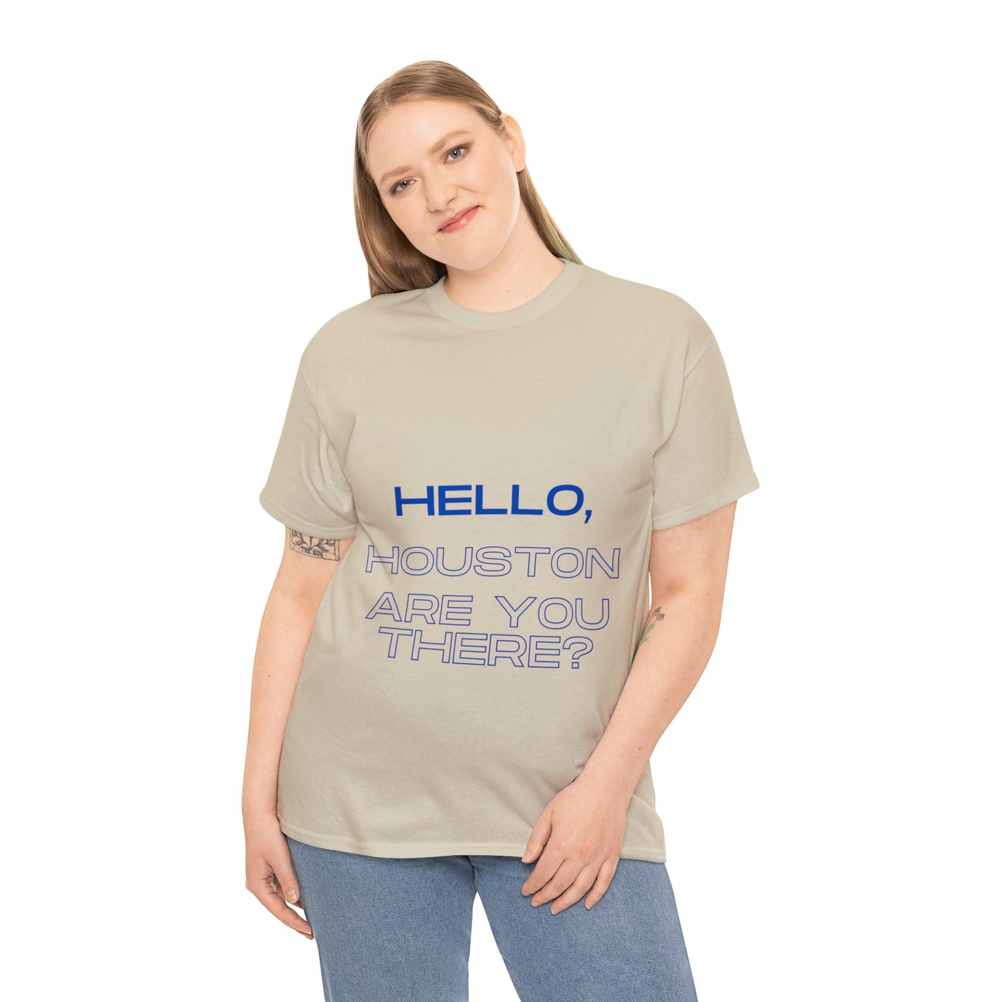 Hello Houston Are you there? Unisex Heavy Cotton Tee