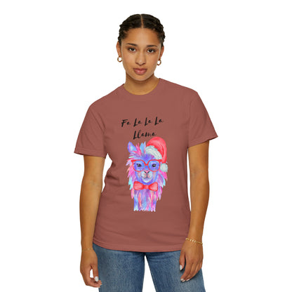 Fa La La La Llama Unisex Garment-Dyed T-shirt