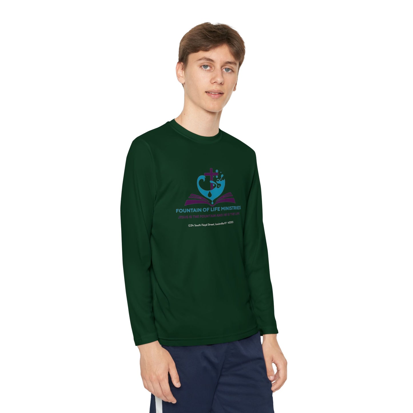 FOLM:  Members shirt - back John 4:14 -Youth Long Sleeve Tee