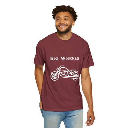 Big Wheels White Unisex Garment-Dyed T-shirt