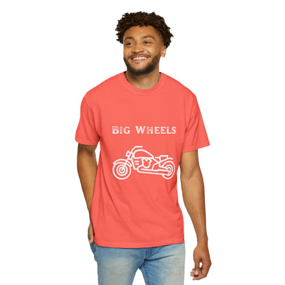 Big Wheels White Unisex Garment-Dyed T-shirt