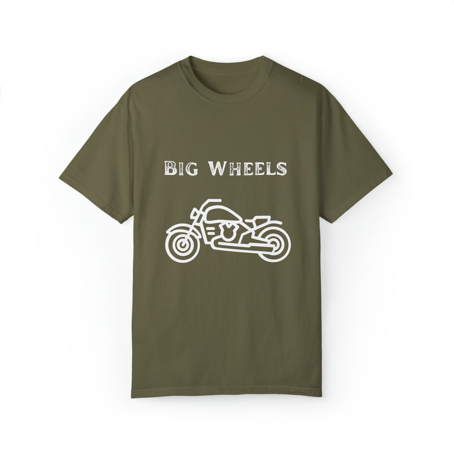 Big Wheels White Unisex Garment-Dyed T-shirt